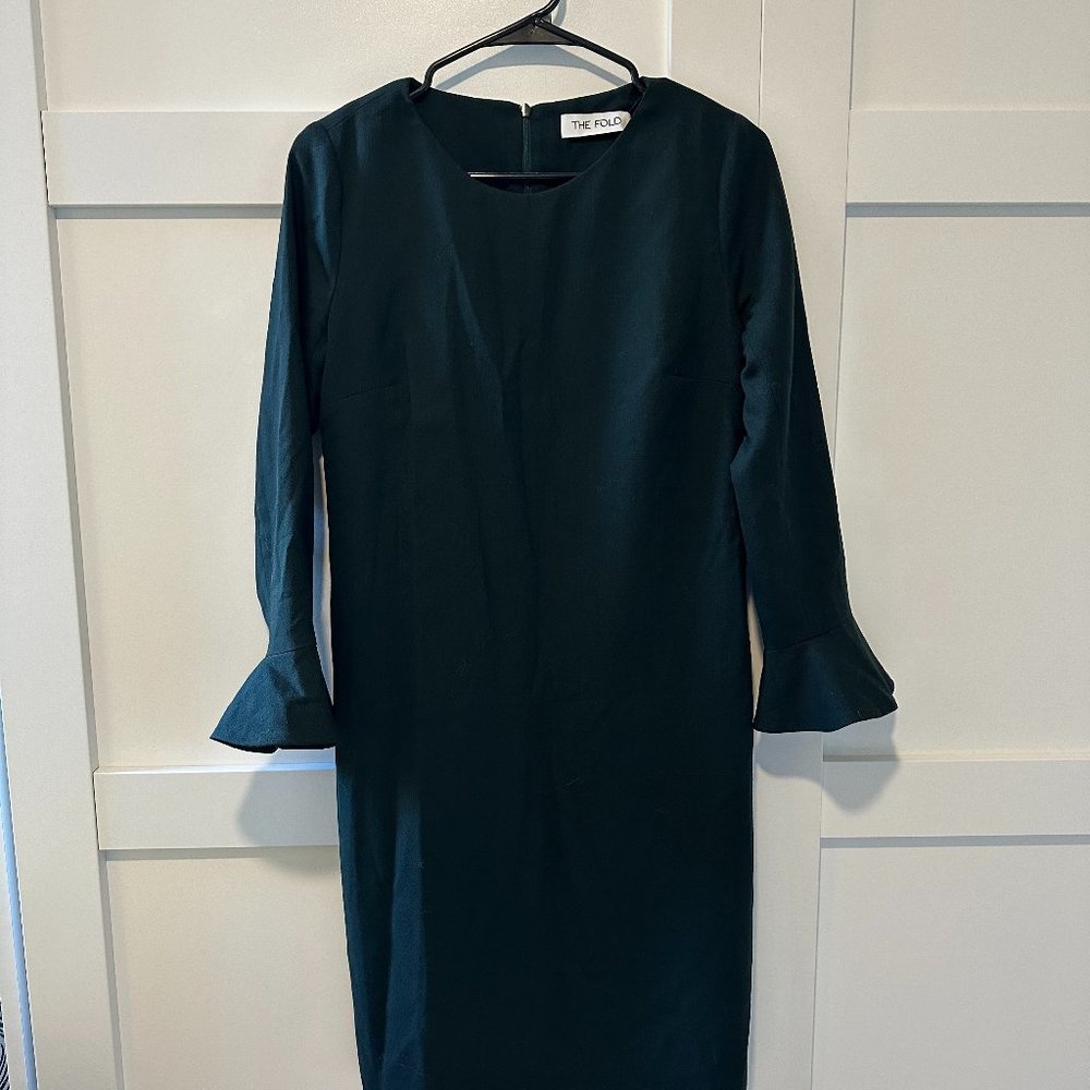 The Fold London carnaby long sleeve work dress Dark Green  UK10 US 6